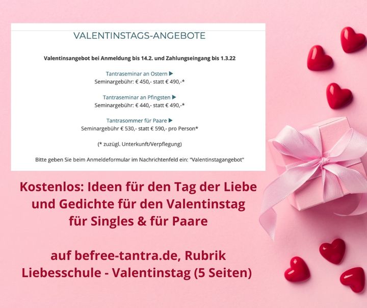 Ich habe auf meiner Website mehrere Seiten mit Ideen für den Vale..... - BeFree Liebesschule