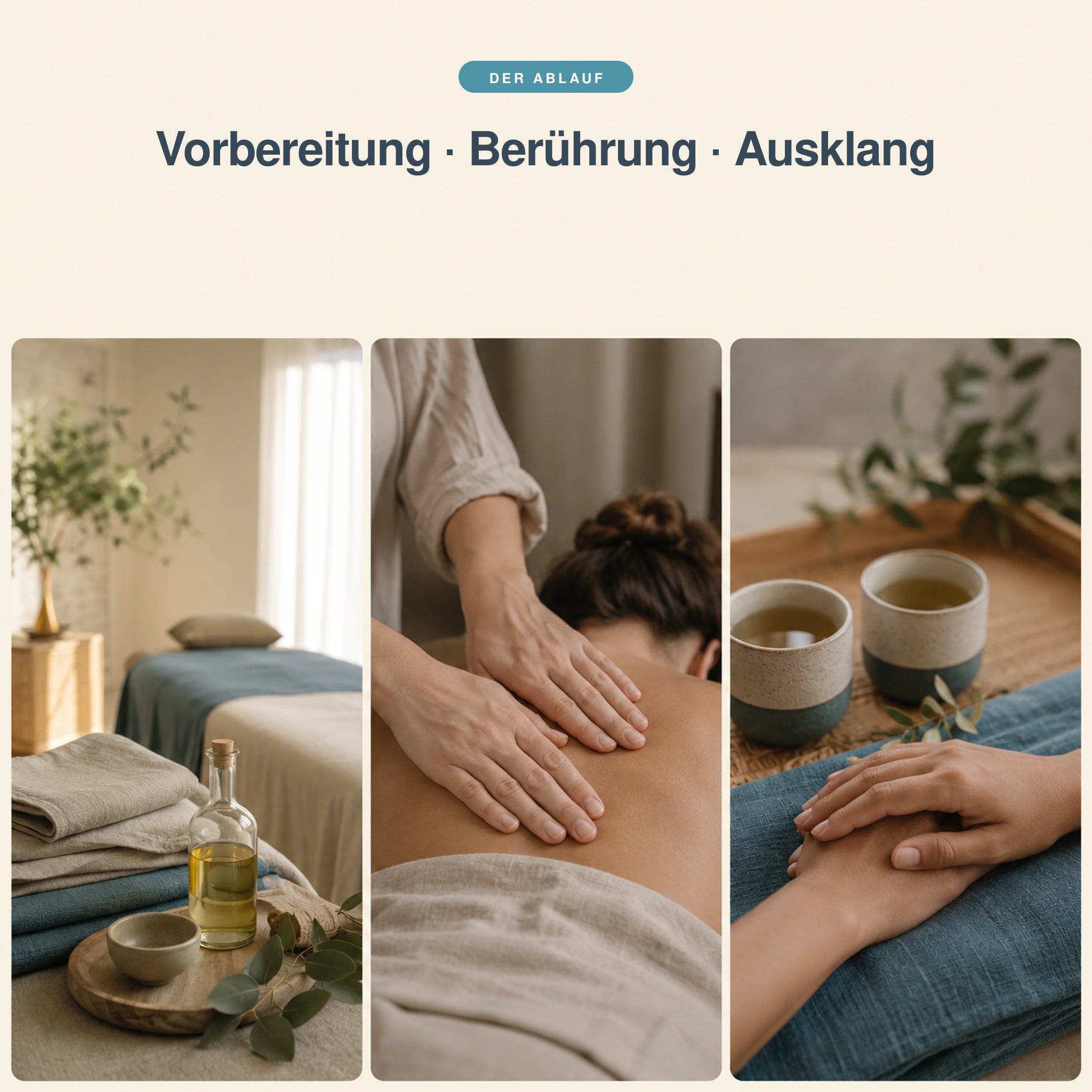 Ablauf der Tantra Heilmassage mit Vorbereitung, achtsamer Berührung und Ausklang