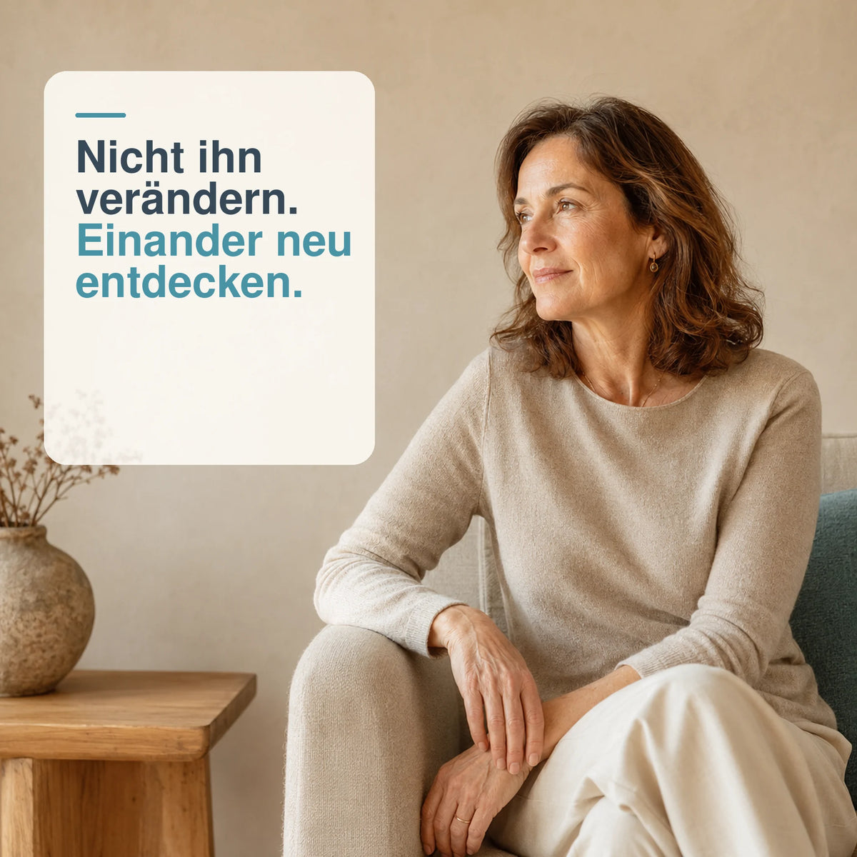 Frau beginnt mit bewusster Beziehungsarbeit und persönlicher Veränderung