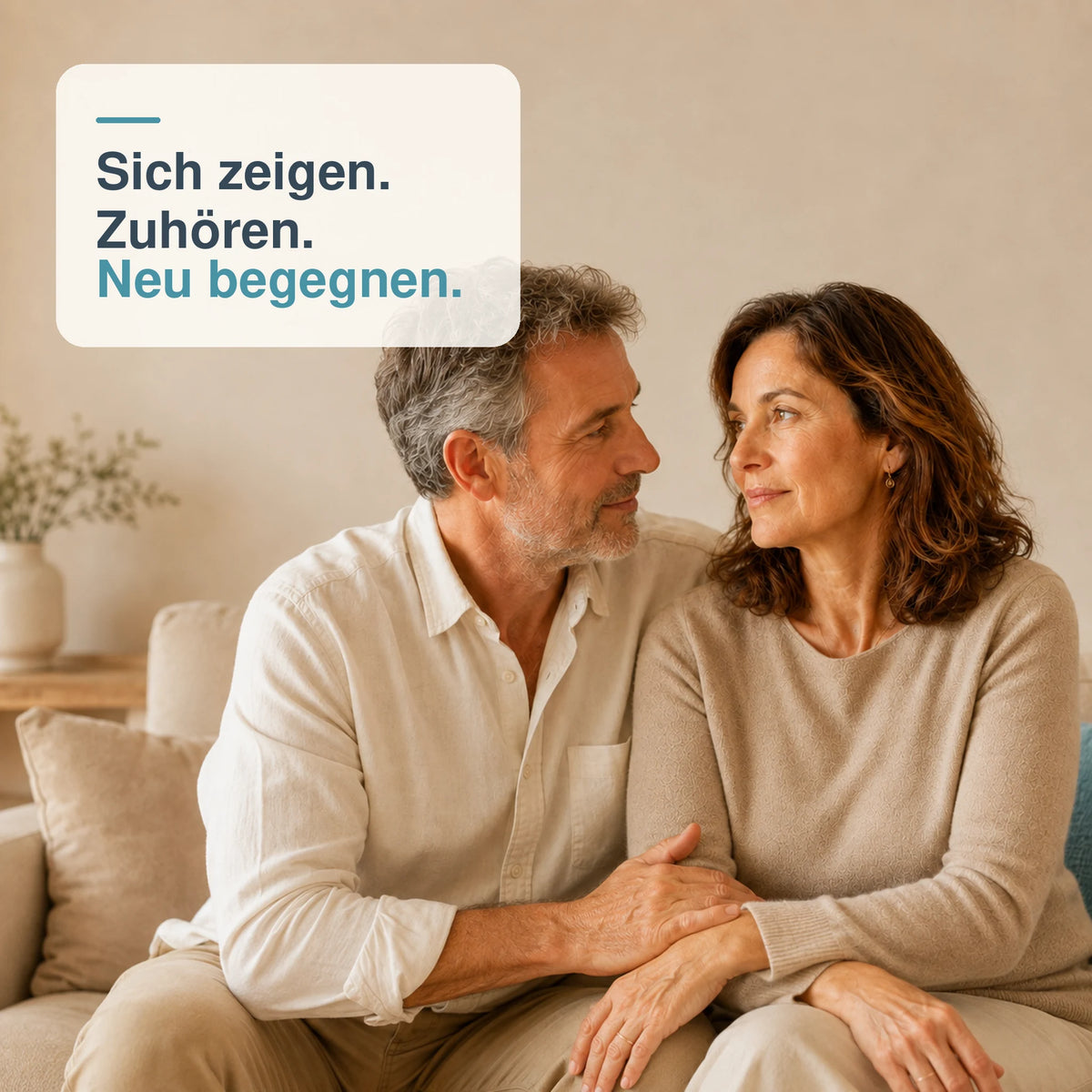 Bekleidetes Paar begegnet sich aufmerksam und wertschätzend