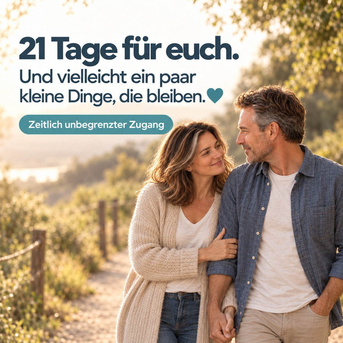 Paar bei einem gemeinsamen Spaziergang – zeitlich unbegrenzter Zugang zum Paarprogramm