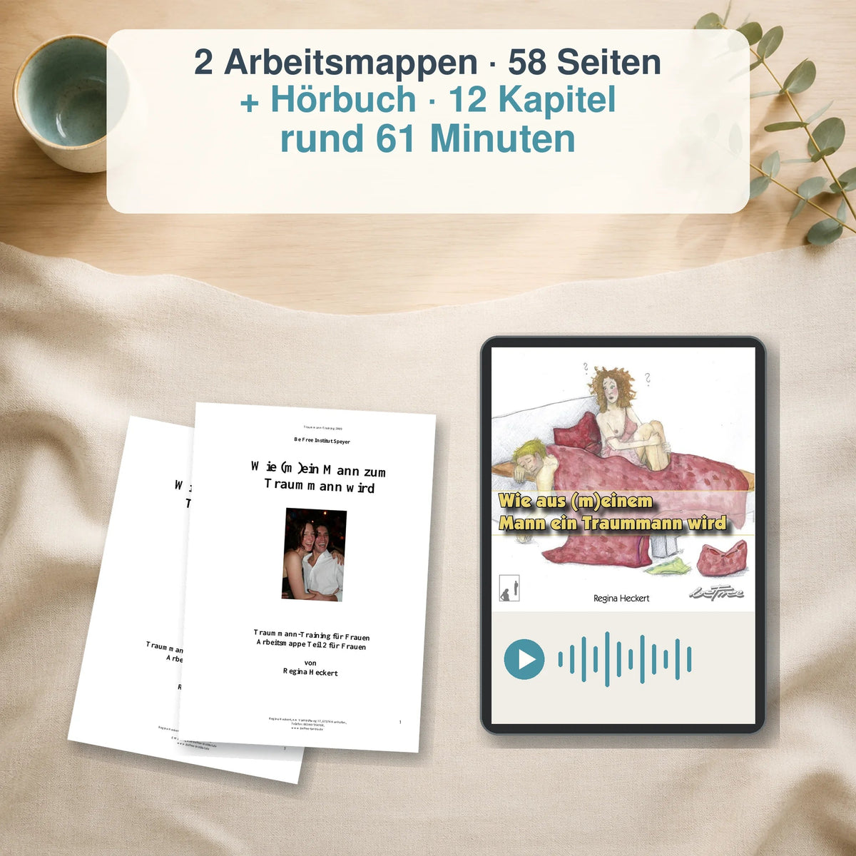 Zwei Traummann-Arbeitsmappen mit 58 Seiten und das Hörbuch mit 12 Kapiteln und rund 61 Minuten
