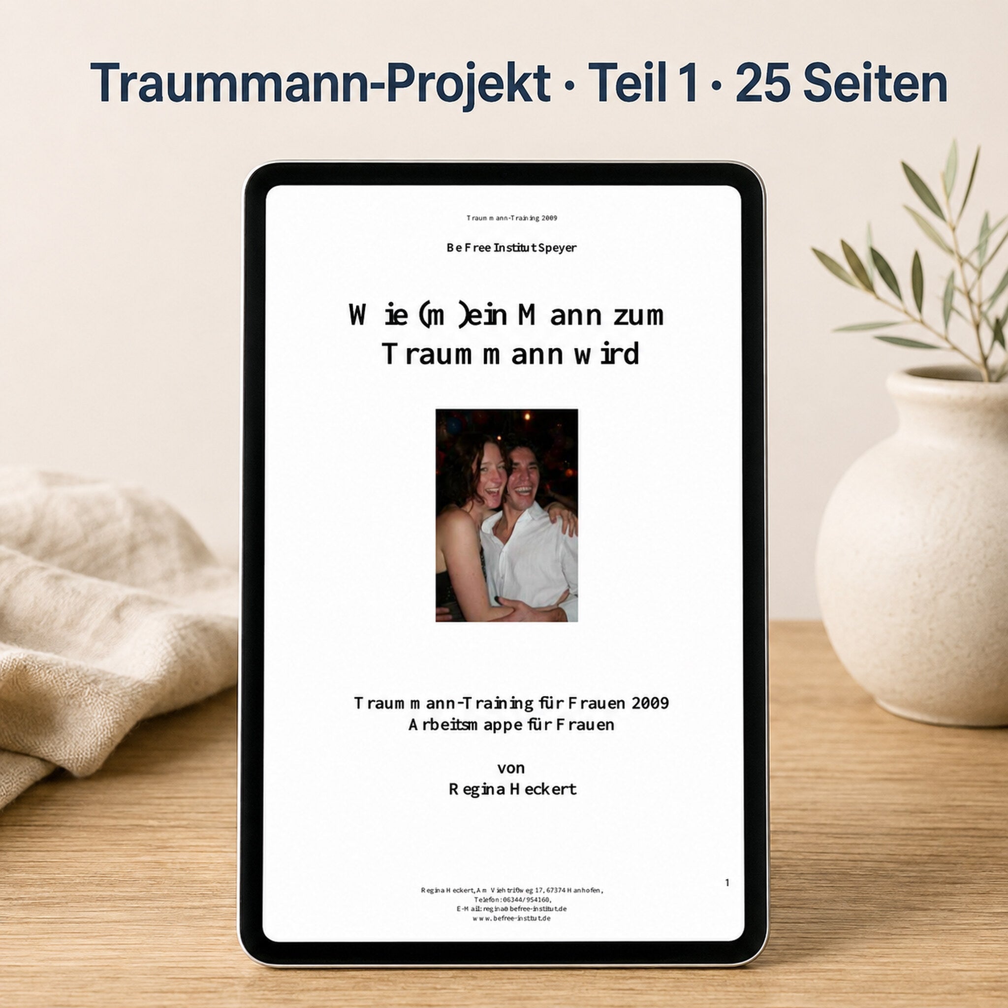 Traummann-Projekt Teil 1 als digitale PDF auf einem Tablet