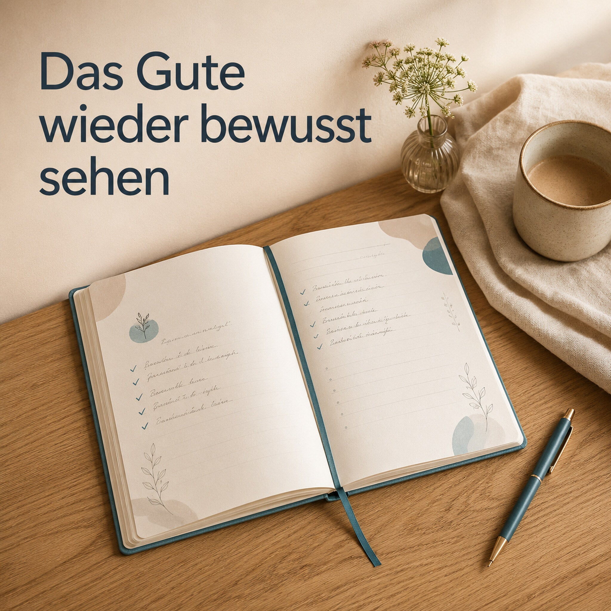 Aufgeschlagenes Beziehungserfolgsjournal mit positiven Alltagserlebnissen