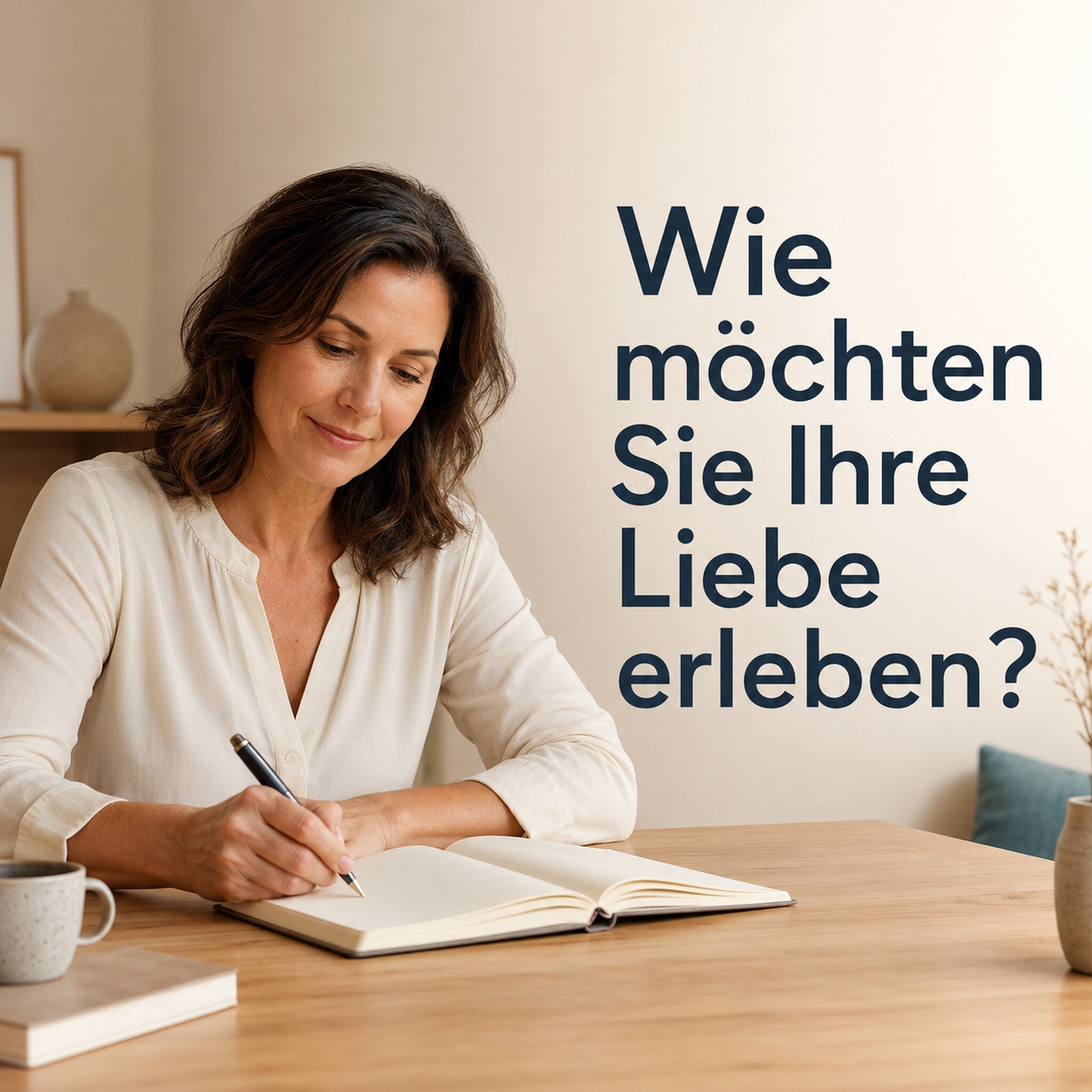 Frau schreibt ihre persönlichen Ziele für eine glückliche Partnerschaft auf