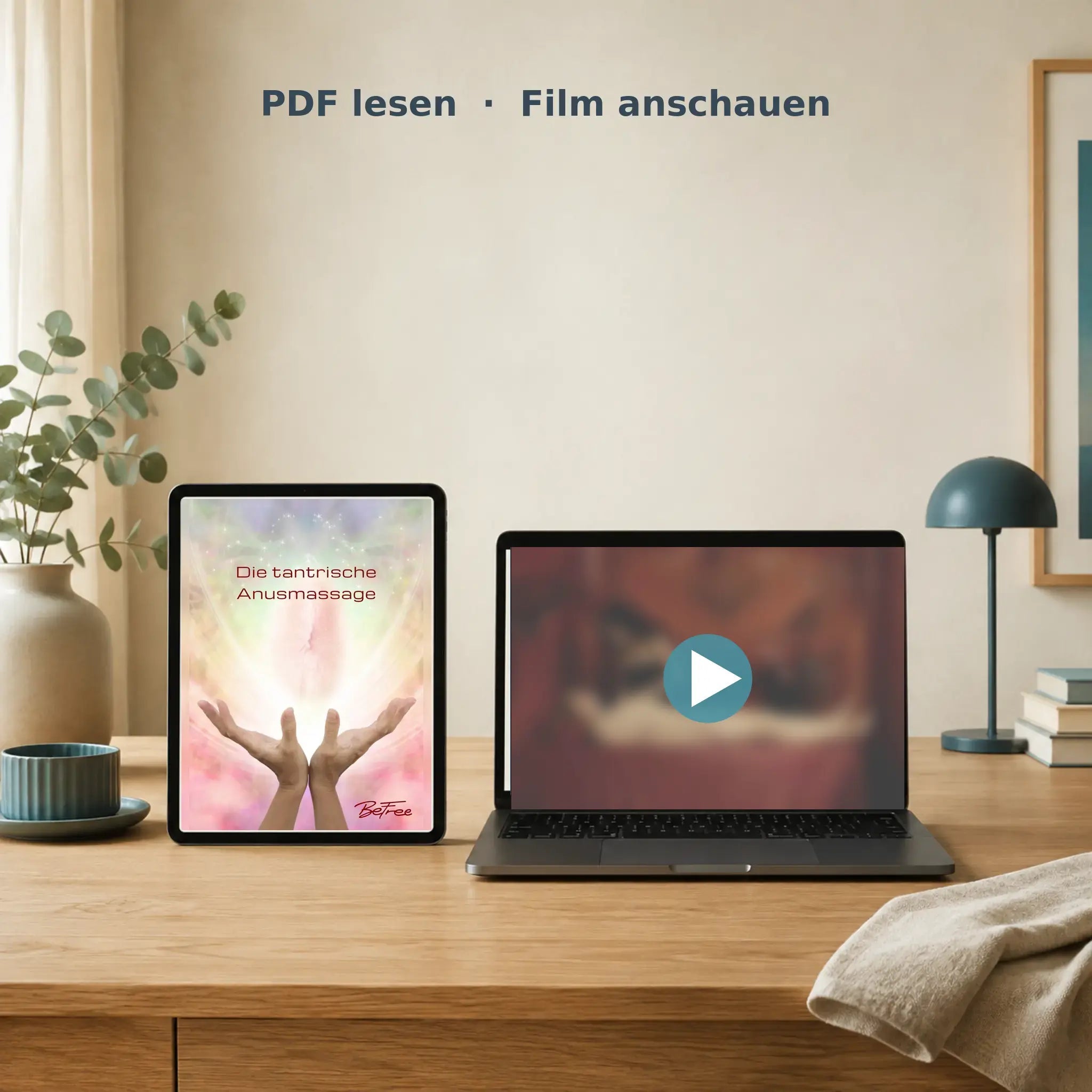 Zwei Lernwege bei BeFree: PDF-Anleitung lesen oder den passenden Lehrfilm anschauen.