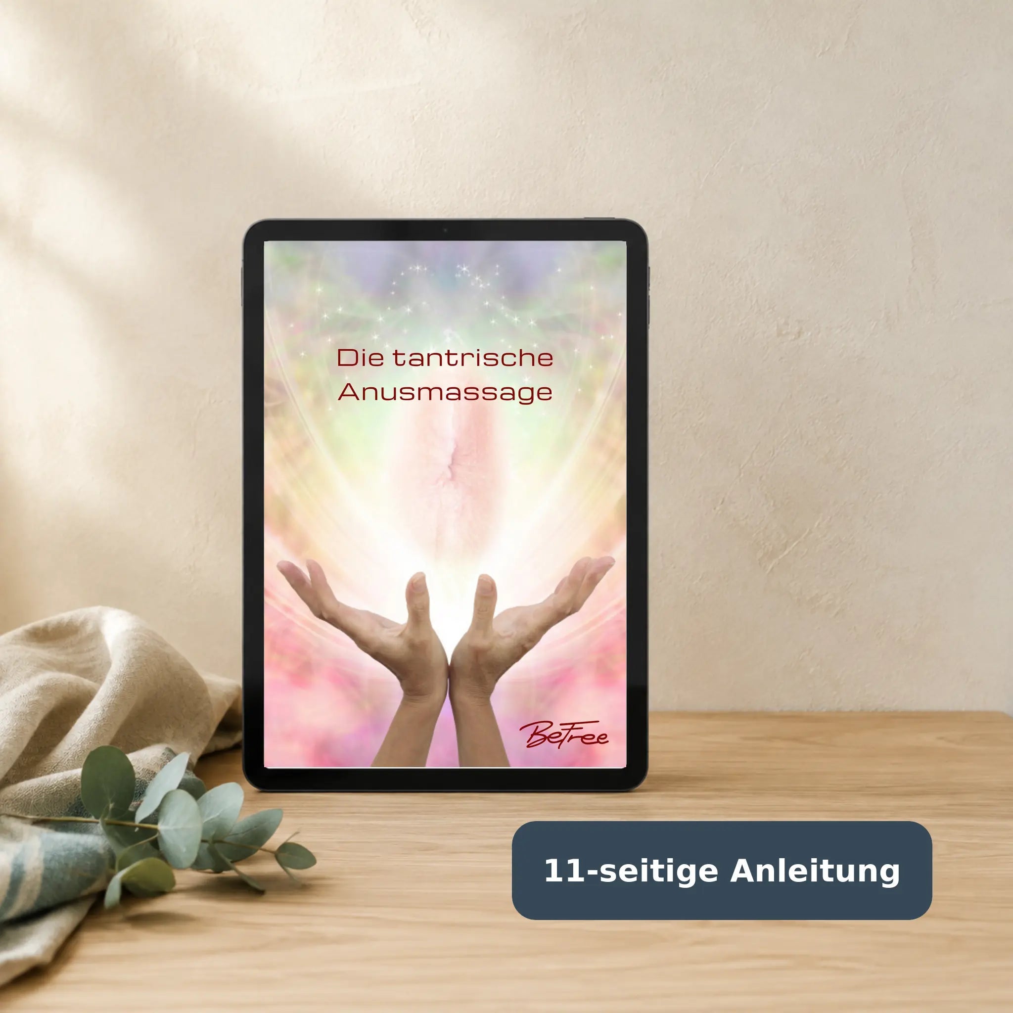 BeFree PDF-Mockup der 11-seitigen Anleitung zur tantrischen Anusmassage.