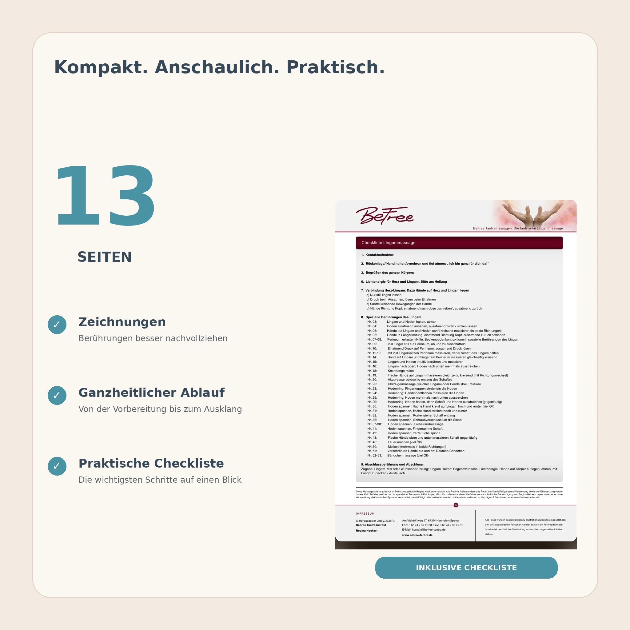 13-seitige Lingammassage-PDF mit Zeichnungen und praktischer Checkliste