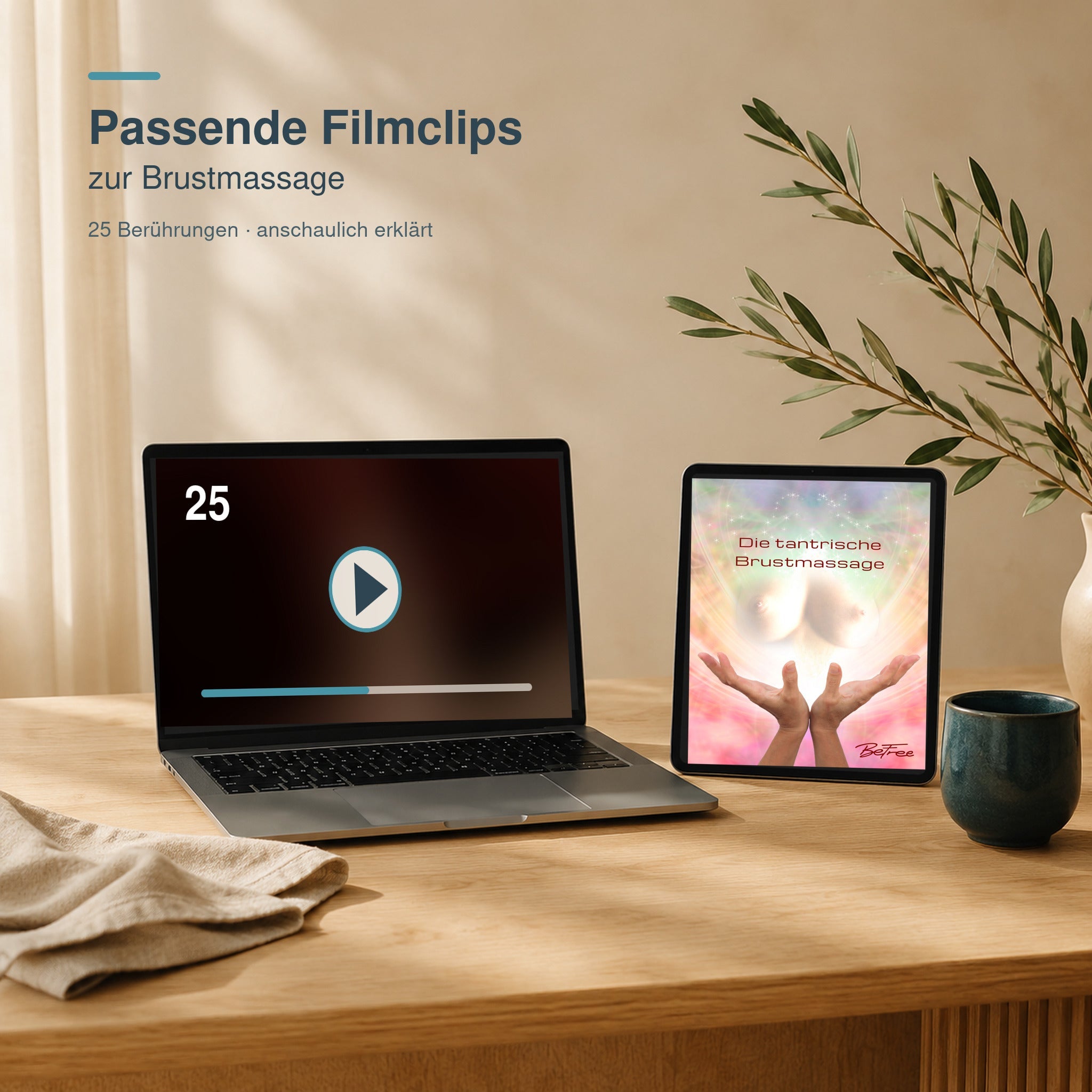 Passende Filmclips mit 25 Brustberührungen neben der 10-seitigen PDF-Anleitung