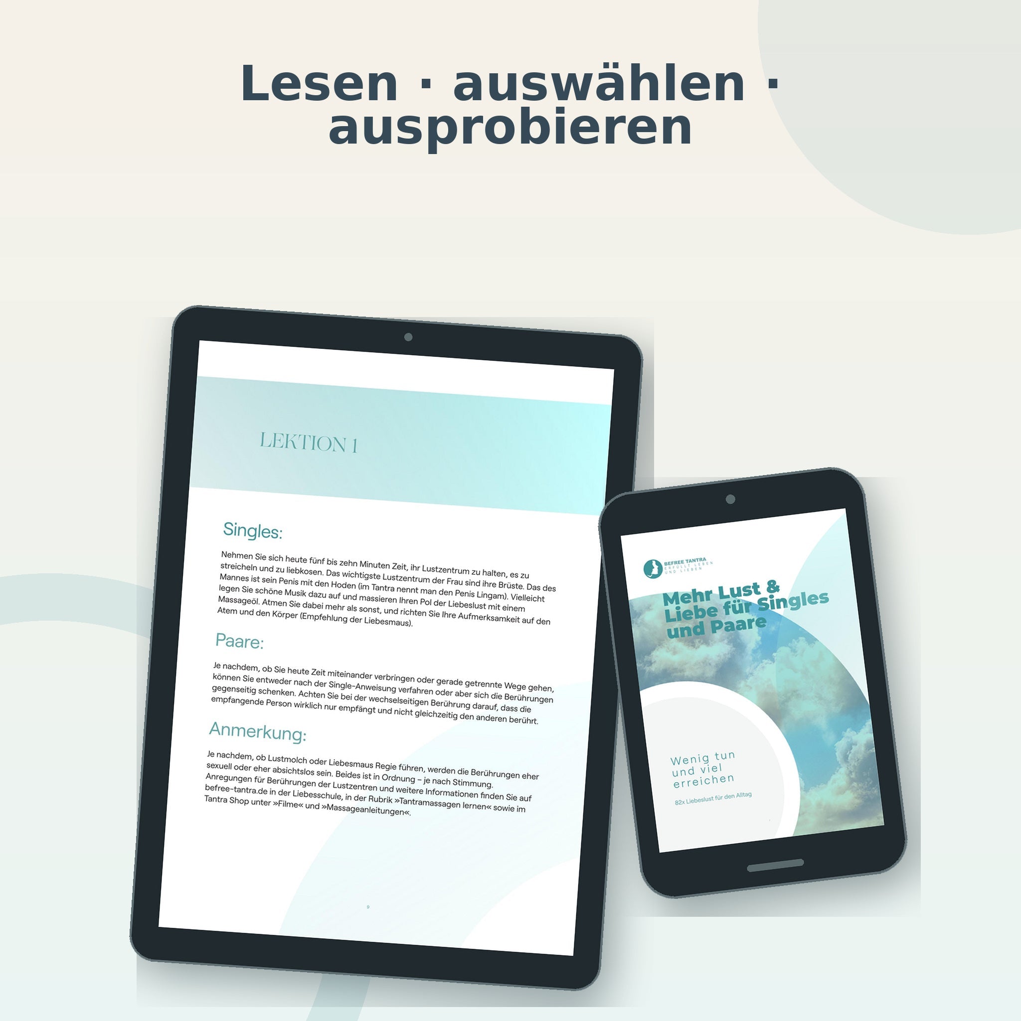 BeFree-PDF mit Liebeslust-Impulsen auf Tablet und Smartphone