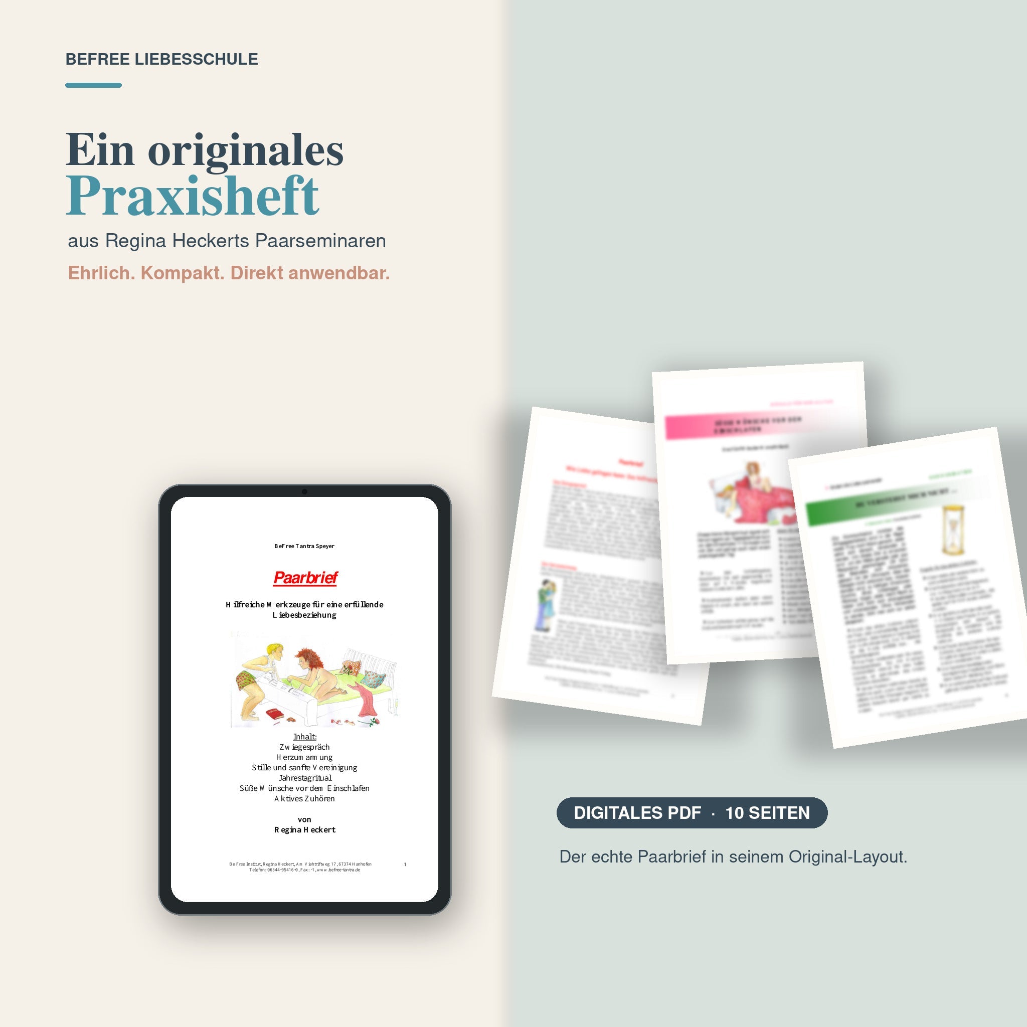 Originaler zehnseitiger Paarbrief von Regina Heckert mit geschützten Vorschauen echter PDF-Seiten