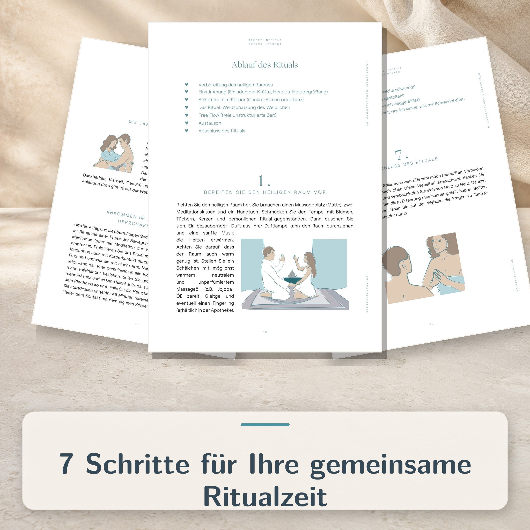 Geöffnete bebilderte Anleitung mit sieben Ritualschritten