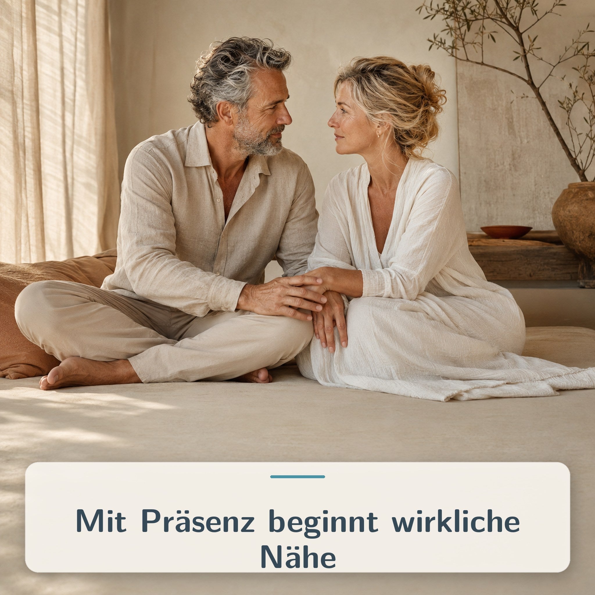 Paar begegnet sich in aufmerksamem Blickkontakt