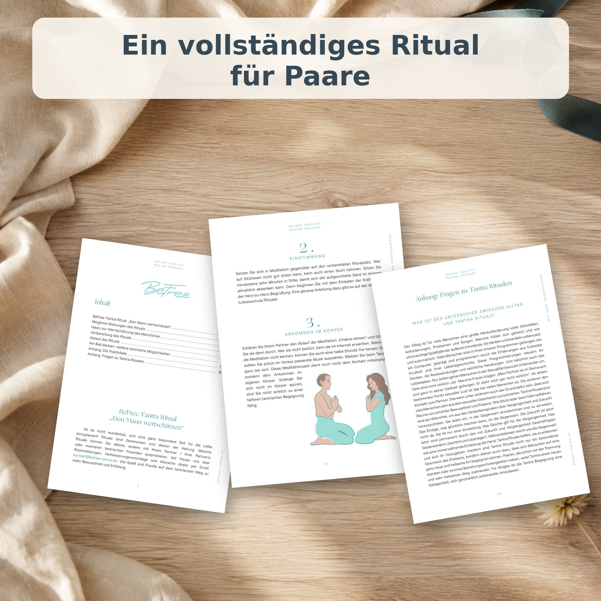 Geöffnete 23-seitige Tantra-Ritual-Anleitung für Paare