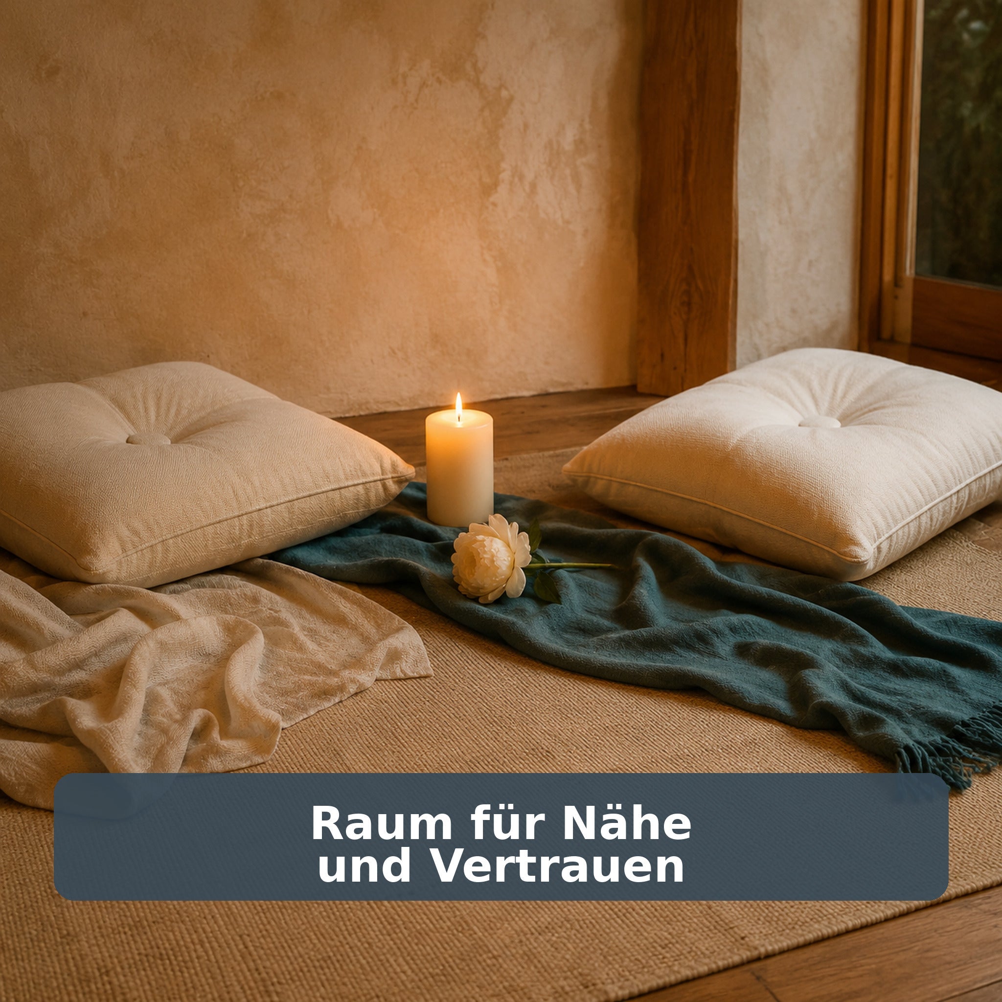 Warm vorbereiteter Raum für ein achtsames Tantra-Ritual