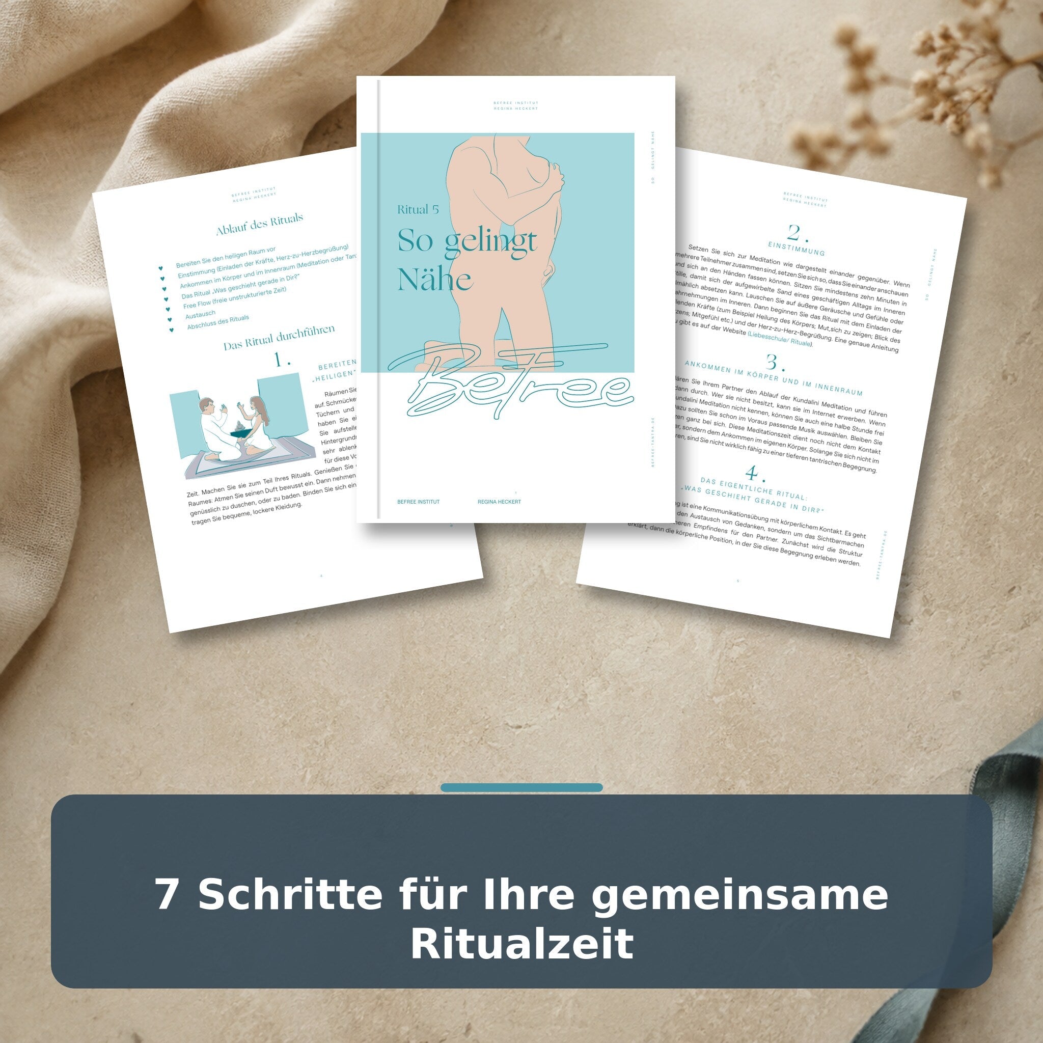 Geöffnete PDF-Anleitung mit sieben Schritten für ein Tantra-Ritual