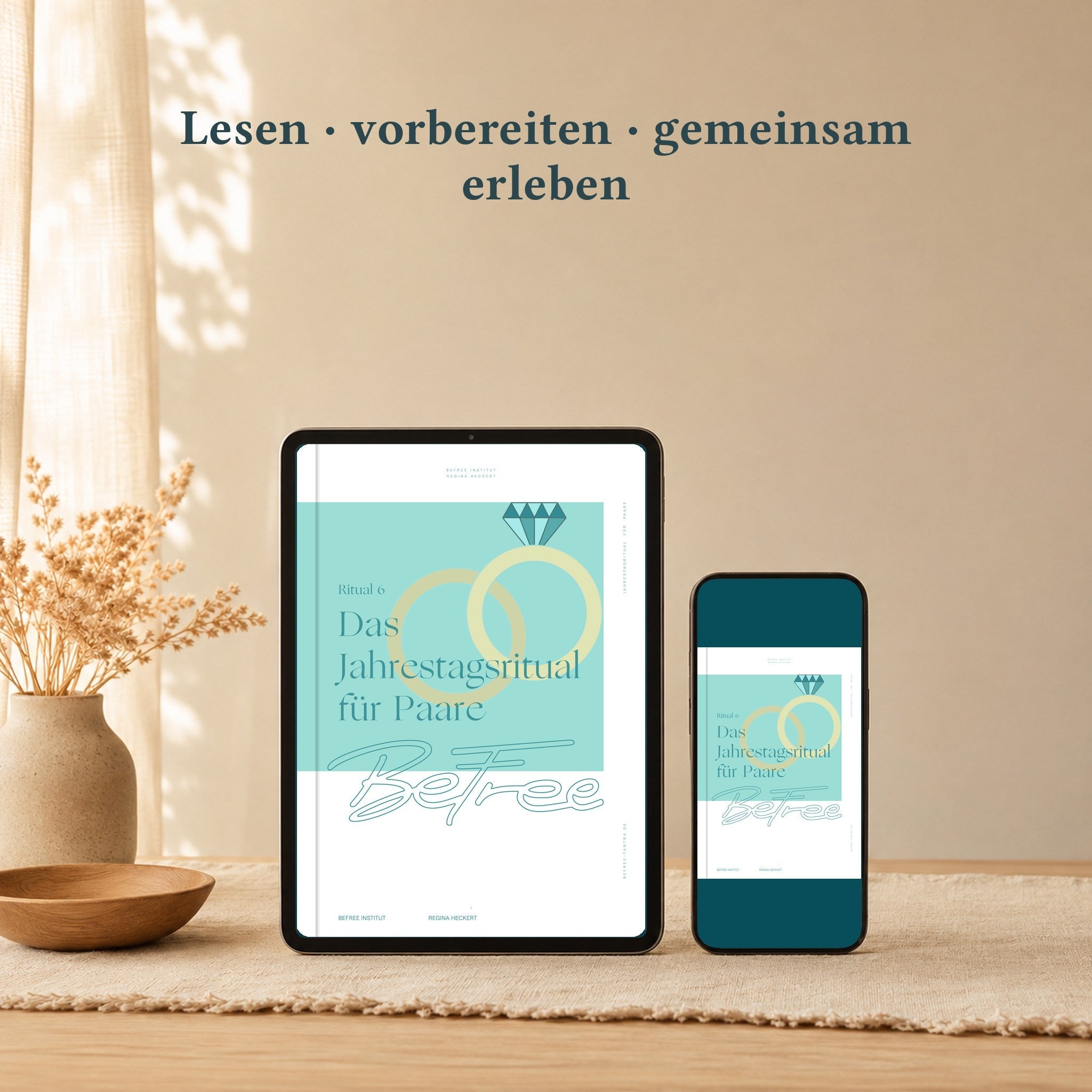 Digitale PDF zum Jahrestagsritual auf Tablet und Smartphone