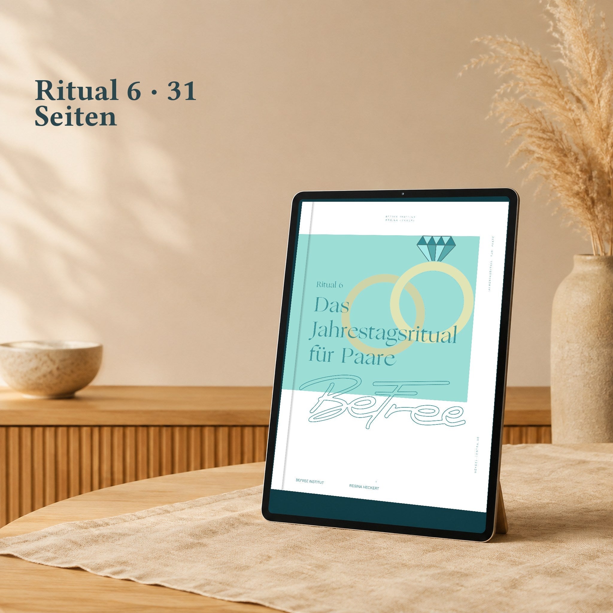 Jahrestagsritual für Paare als 31-seitige PDF auf einem Tablet