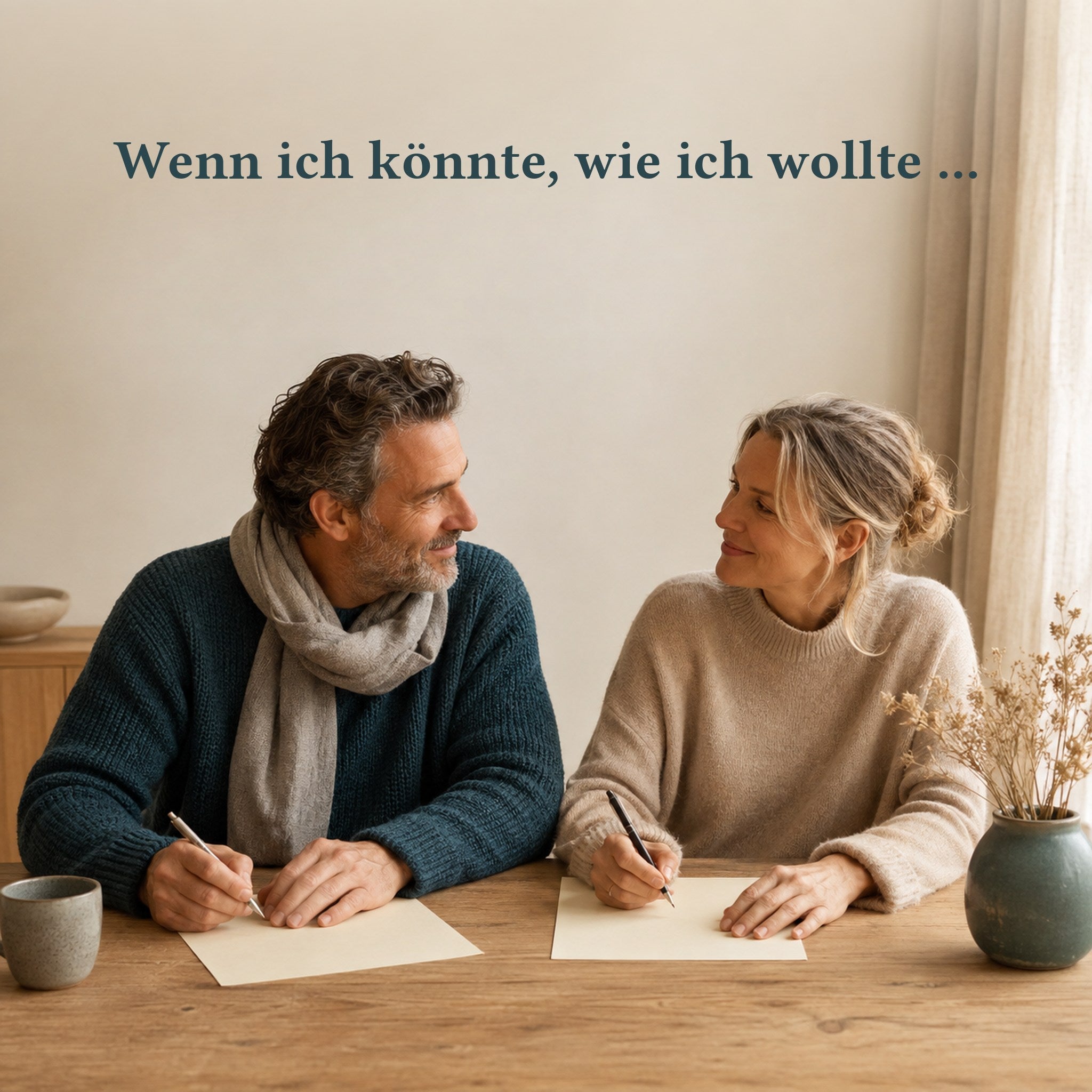 Paar sammelt persönliche Wünsche für das kommende Beziehungsjahr