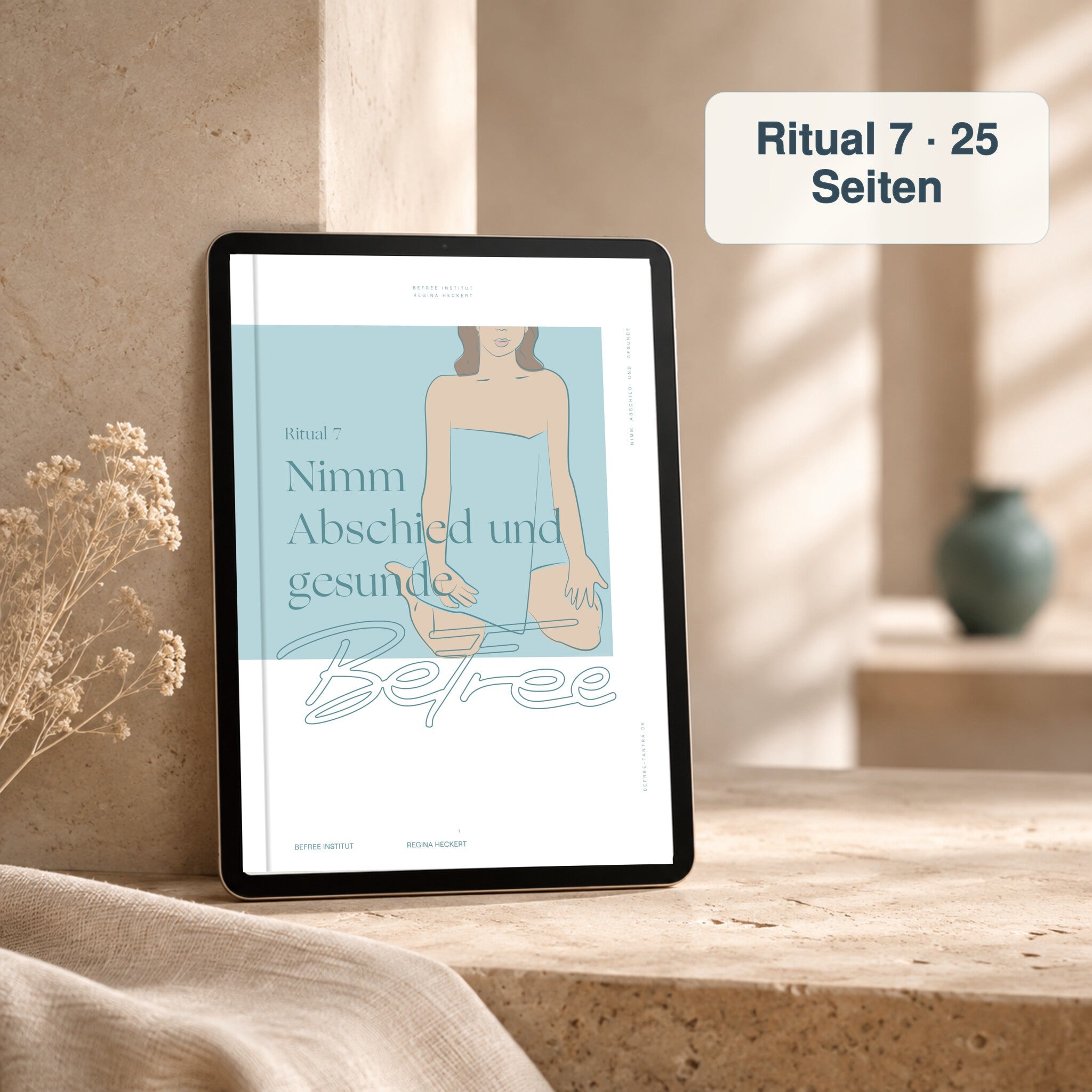 Abschiedsritual als 25-seitige PDF auf einem Tablet