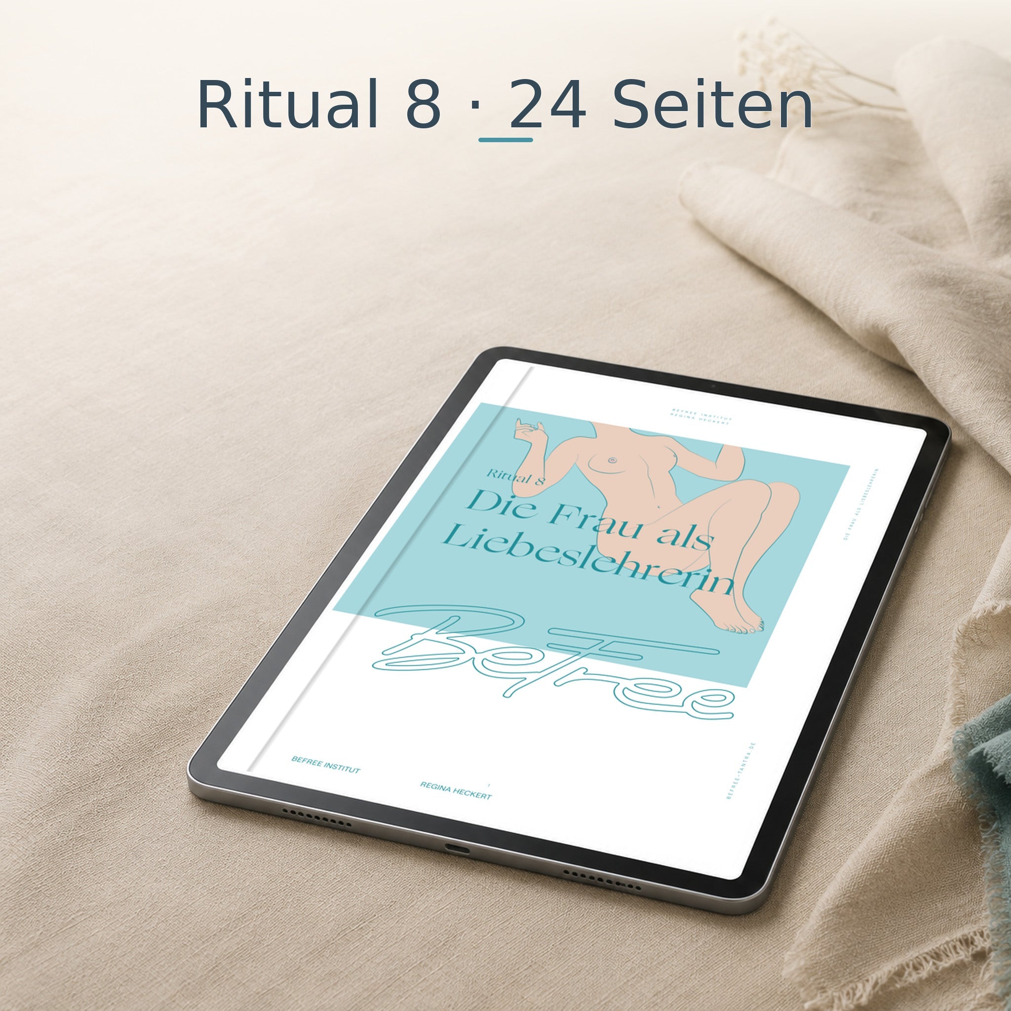 PDF Die Frau als Liebeslehrerin auf einem Tablet-Mock-up
