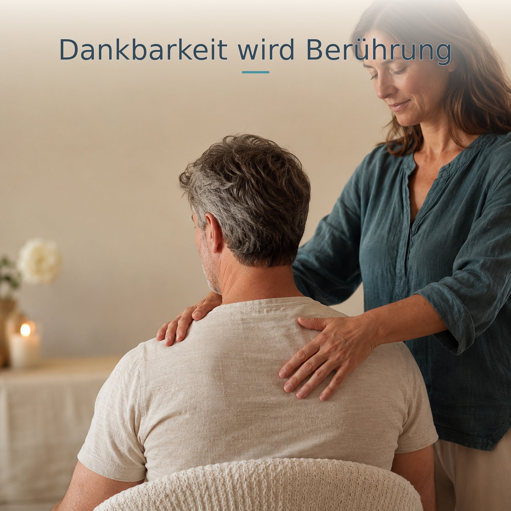Frau schenkt ihrem Partner eine achtsame Ganzkörpermassage