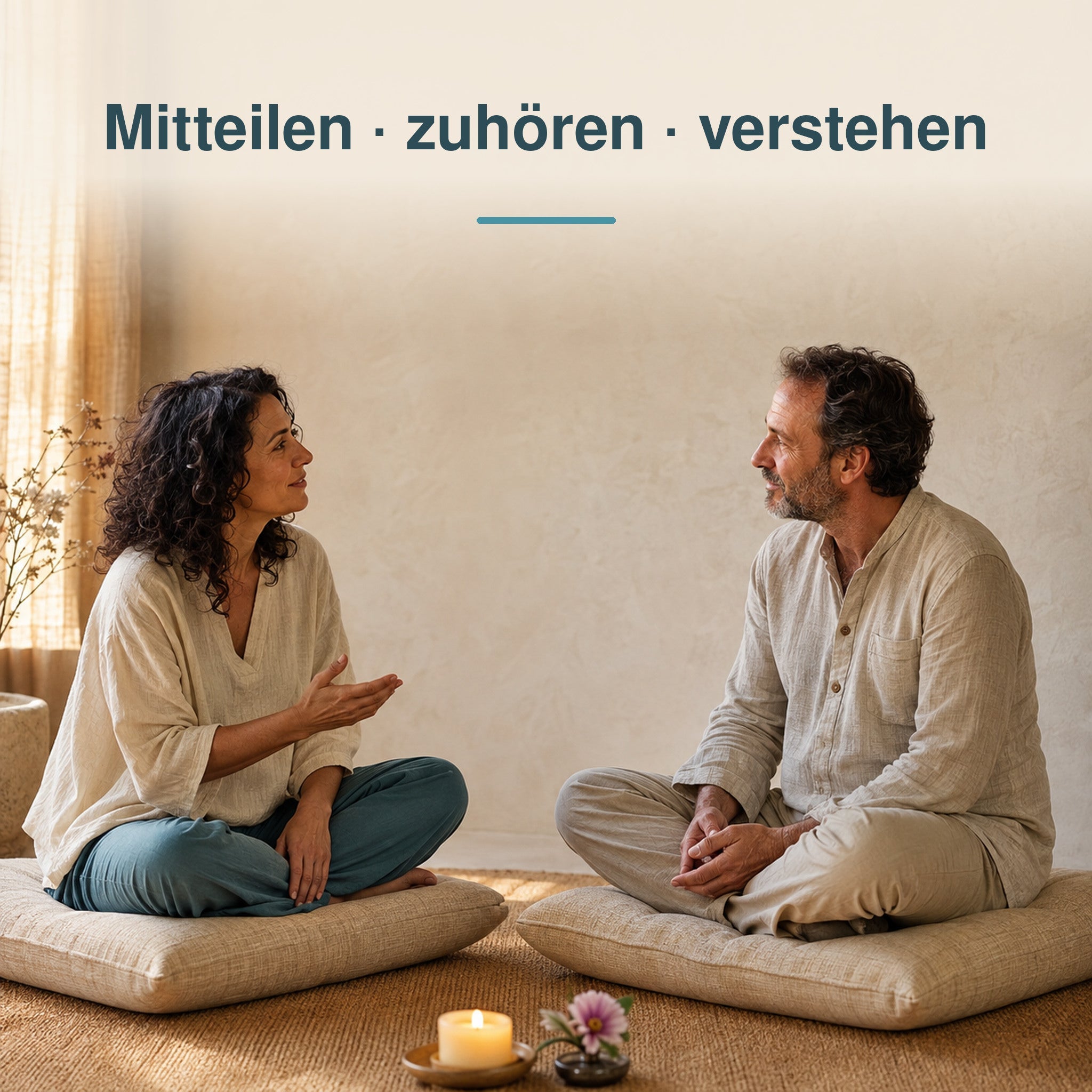 Paar beim aufmerksamen Austausch nach dem gemeinsamen Ritual