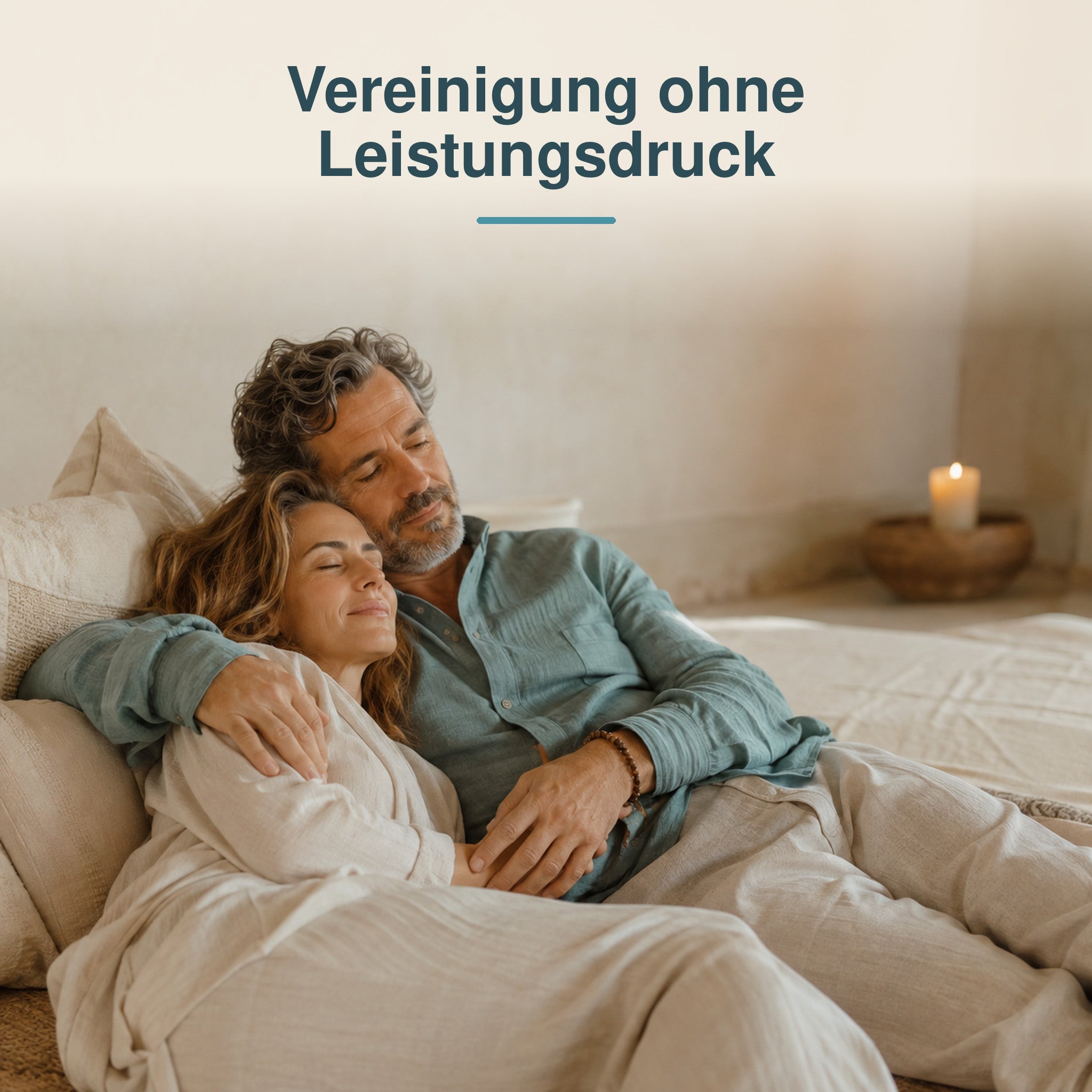Bekleidetes Paar in einer ruhigen und vertrauten liegenden Umarmung