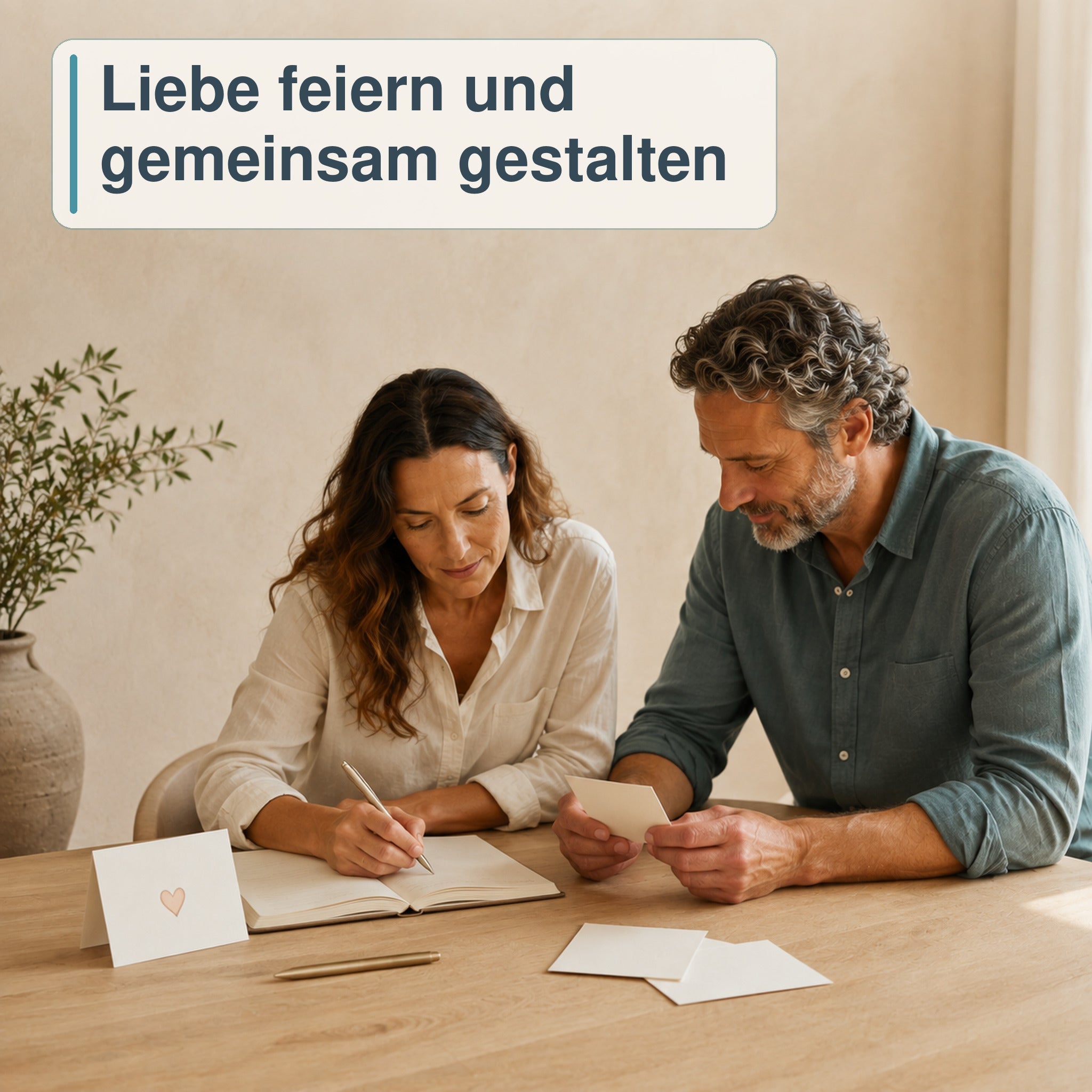 Paar sammelt gemeinsame Wünsche für Liebe, Jahrestag und Partnerschaft