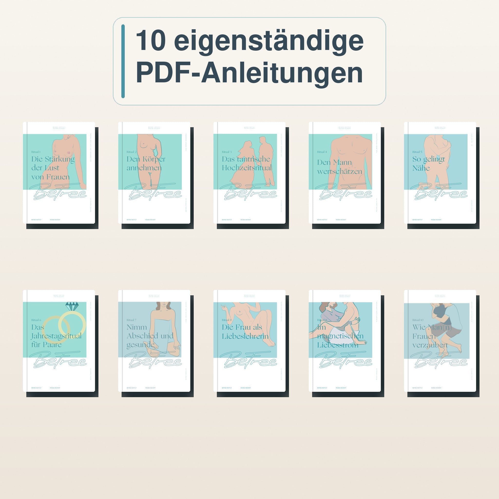 Übersicht der zehn einzelnen PDF-Cover aus der großen Tantra-Ritualmappe
