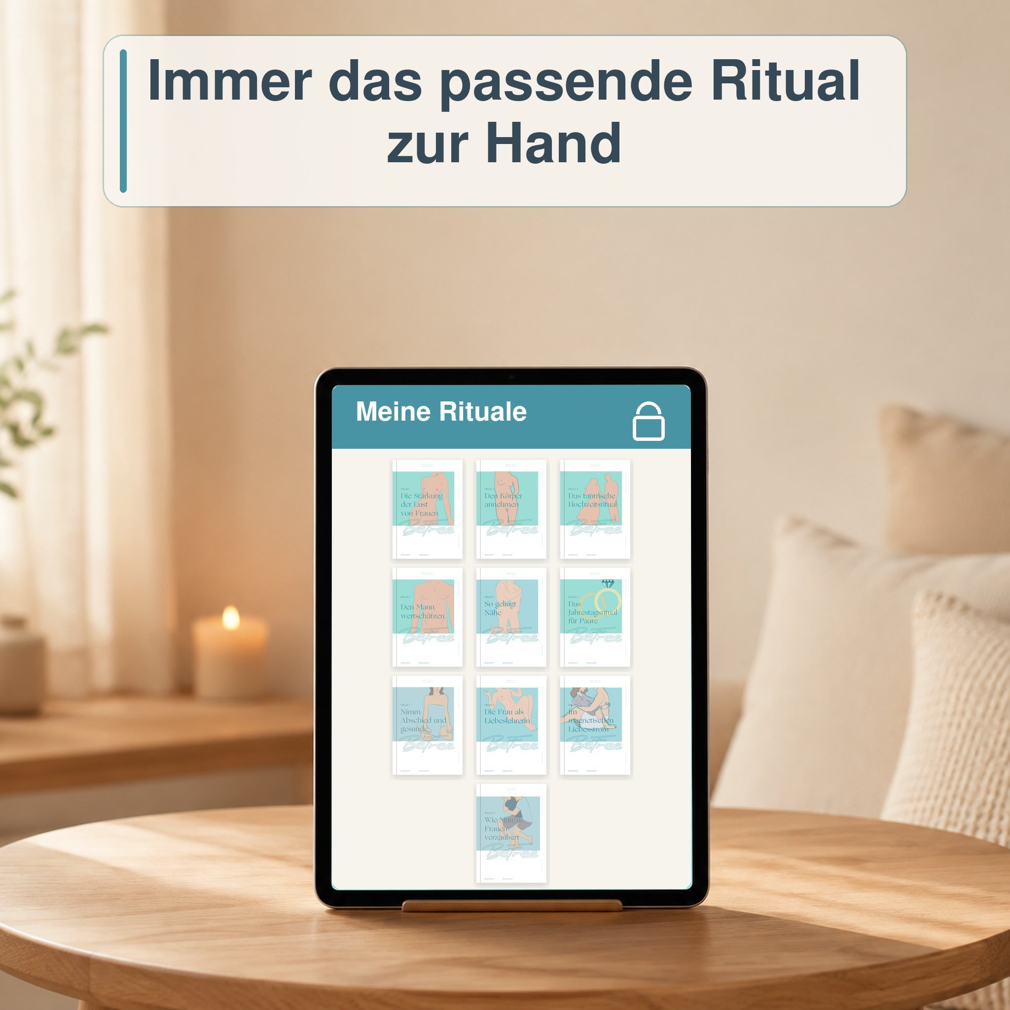 Digitale Auswahl aller zehn Tantra-Rituale im persönlichen Kundenbereich