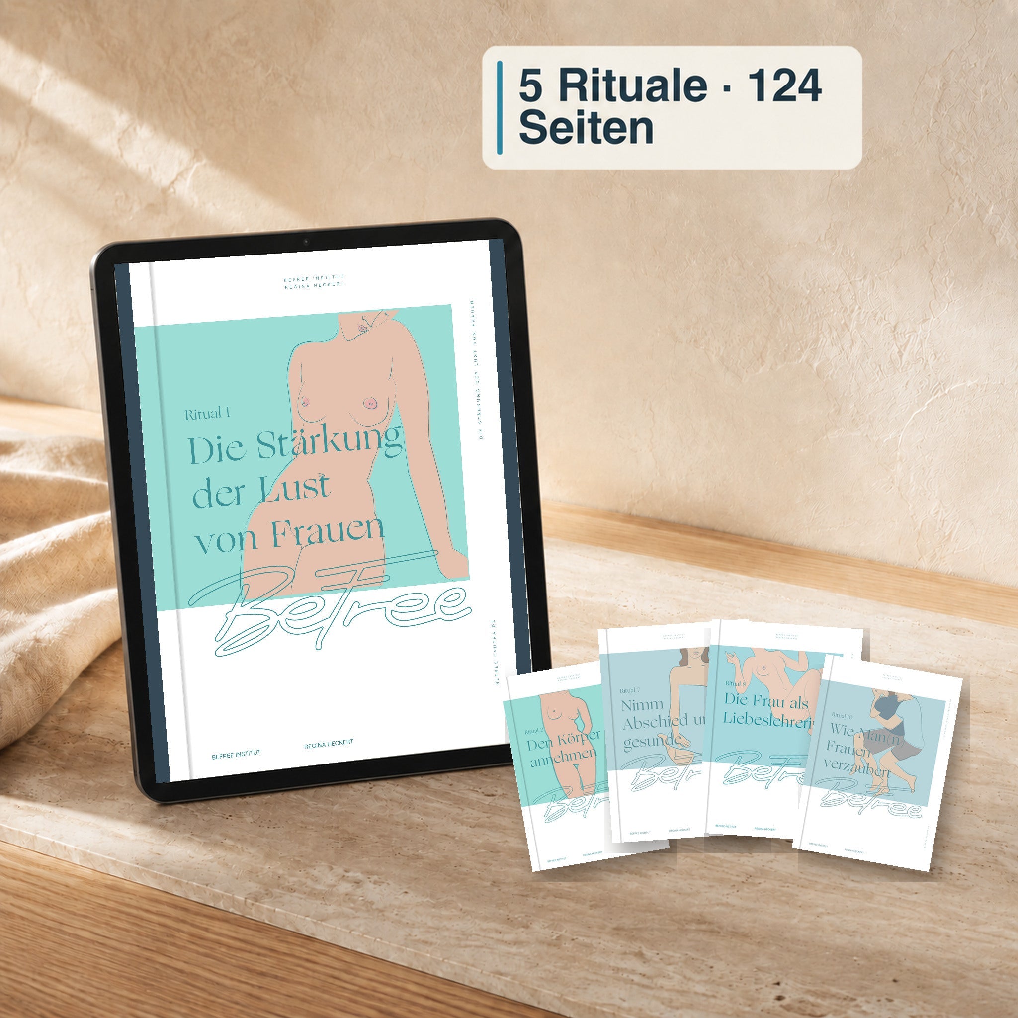 Fünf digitale Tantra-Rituale mit insgesamt 124 Seiten auf einem Tablet