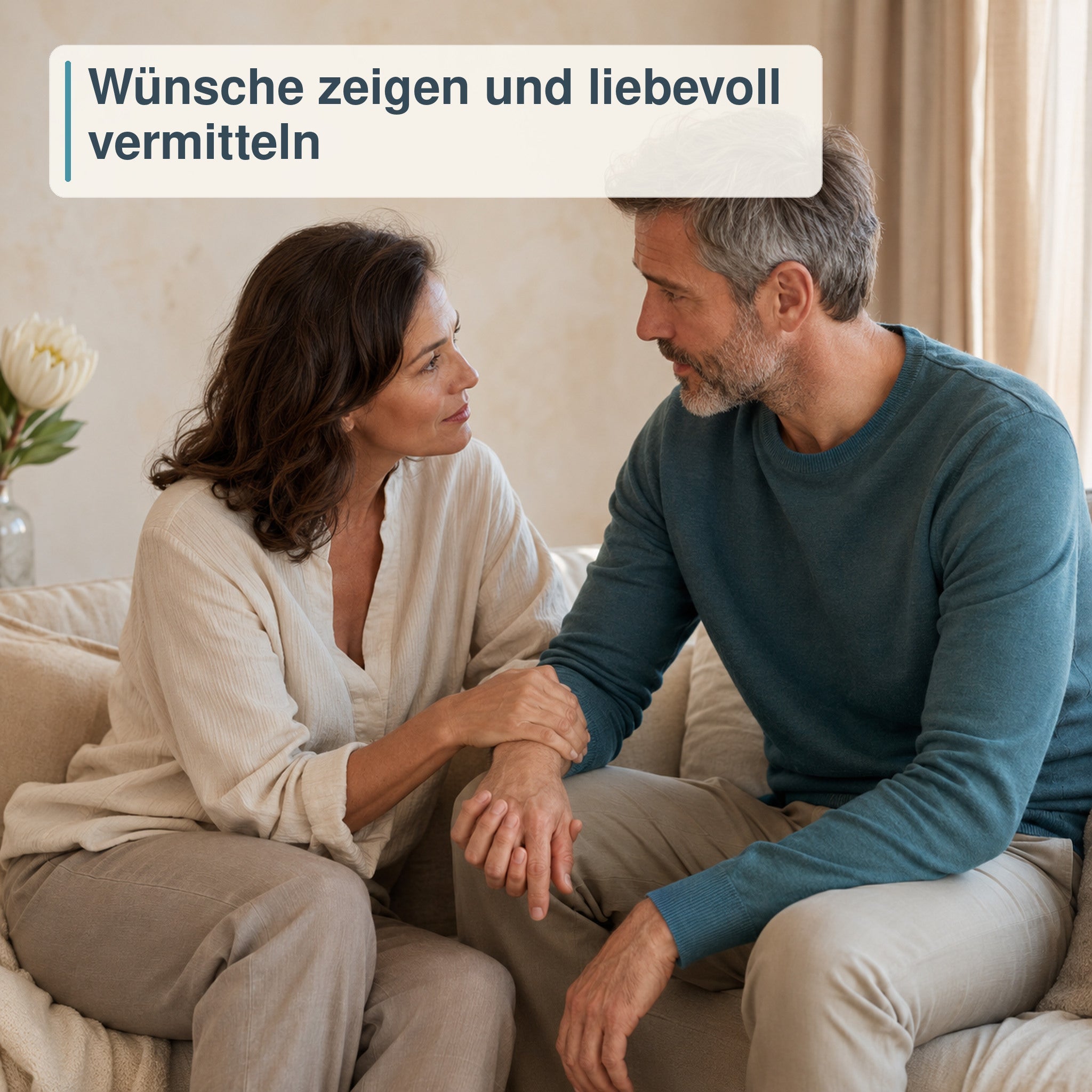 Frau vermittelt ihrem Partner behutsam eine gewünschte Berührung