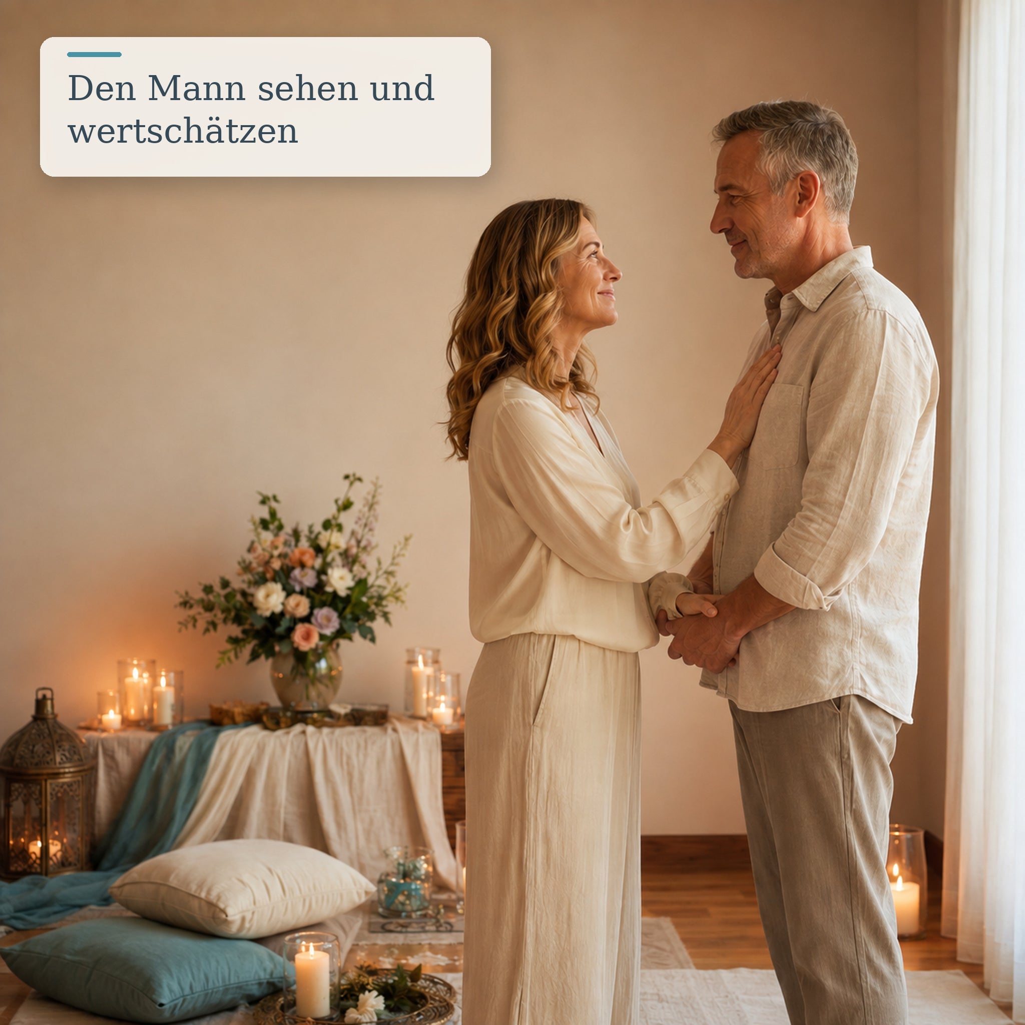 Frau zeigt ihrem Partner in einem Tantra-Ritual liebevolle Wertschätzung