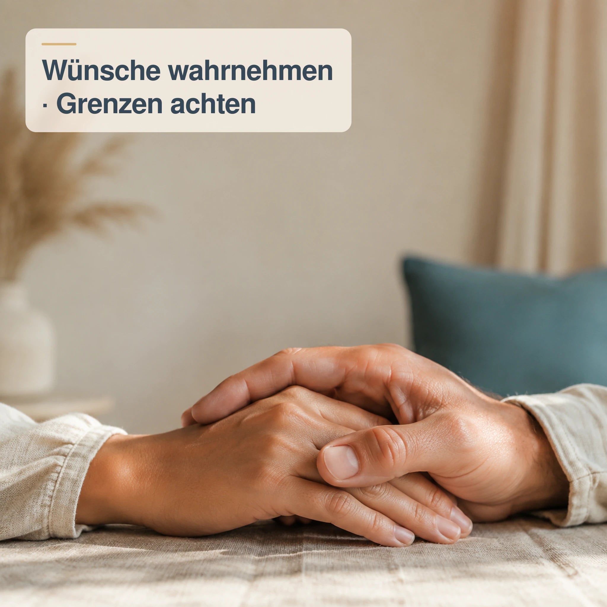 Zwei sich haltende Hände als Symbol für Wünsche, Vertrauen und geachtete Grenzen